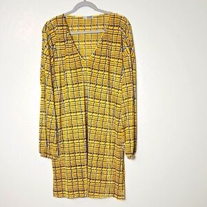 Zara Yellow Checkered Long Sleeve Dress
